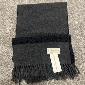 Italian Woolen Treasures 100% Wool Scarf Charcoal Wool Fringe unisex men’s NWT
